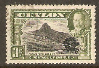 Ceylon 1918 3c Deep green - War Stamp. SG332.